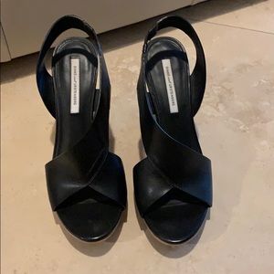 Diane vonFurstenberg black wedge.